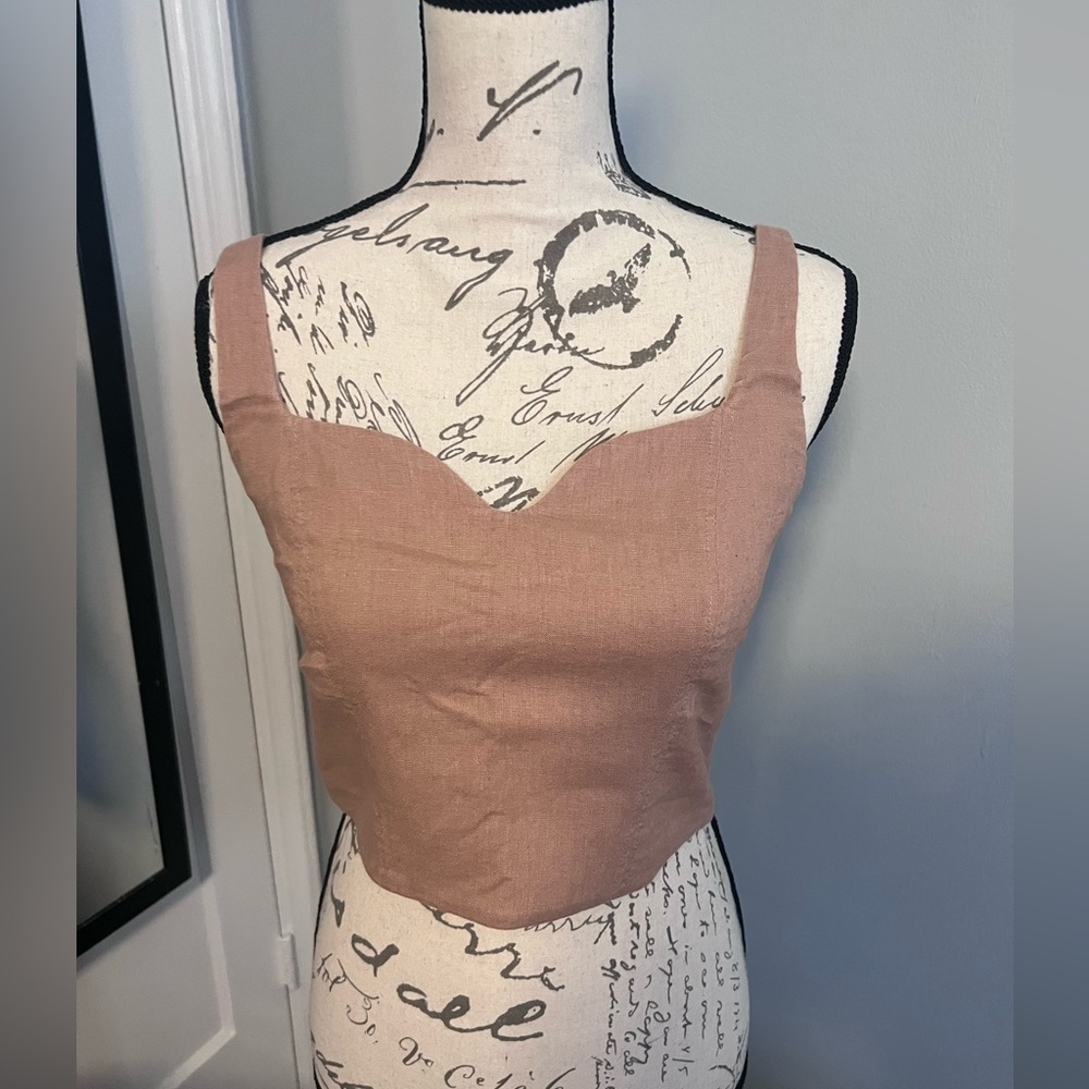 Abercrombie Linen-Blend Notch-Neck Top- MEDIUM